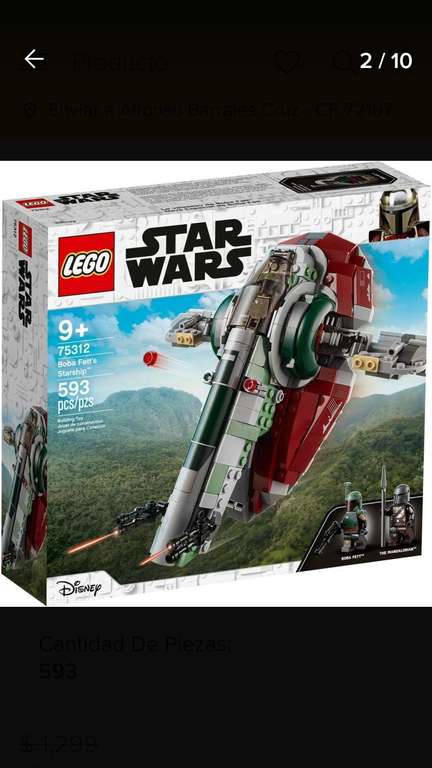 Mercado Libre: Lego starwars 75312 nave de Bobba Fett