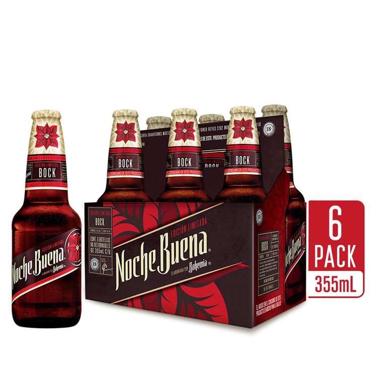 Chedraui En linea y Tienda física : Cerveza Premium Noche Buena 6 Pack Botella 355ml