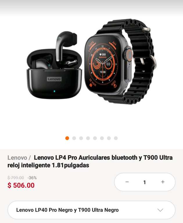 Linio: Audifonos Lenovo LP4 Pro + Smartwatch T900 Ultra
