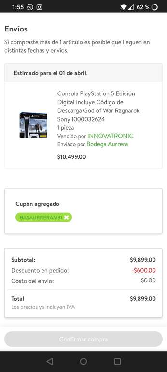 Bodega Aurrera: Consola PlayStation 5 Edición Digital Incluye Código de Descarga God of War Ragnarok Sony 1000032624