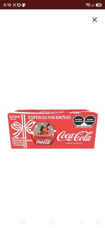 Coca Cola: Pack 6 Latas Coca-Cola Original + Esfera Navideña ...