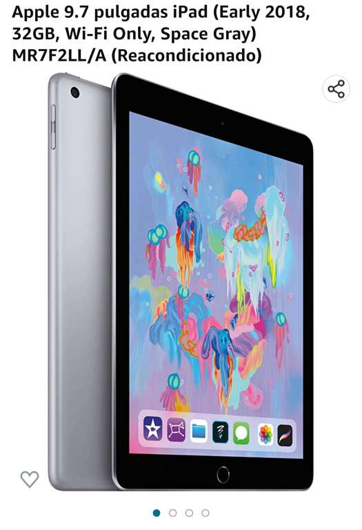 Amazon. Apple 9.7 pulgadas iPad (Early 2018, 32GB, Wi-Fi Only, Space Gray) MR7F2LL/A (Reacondicionado)