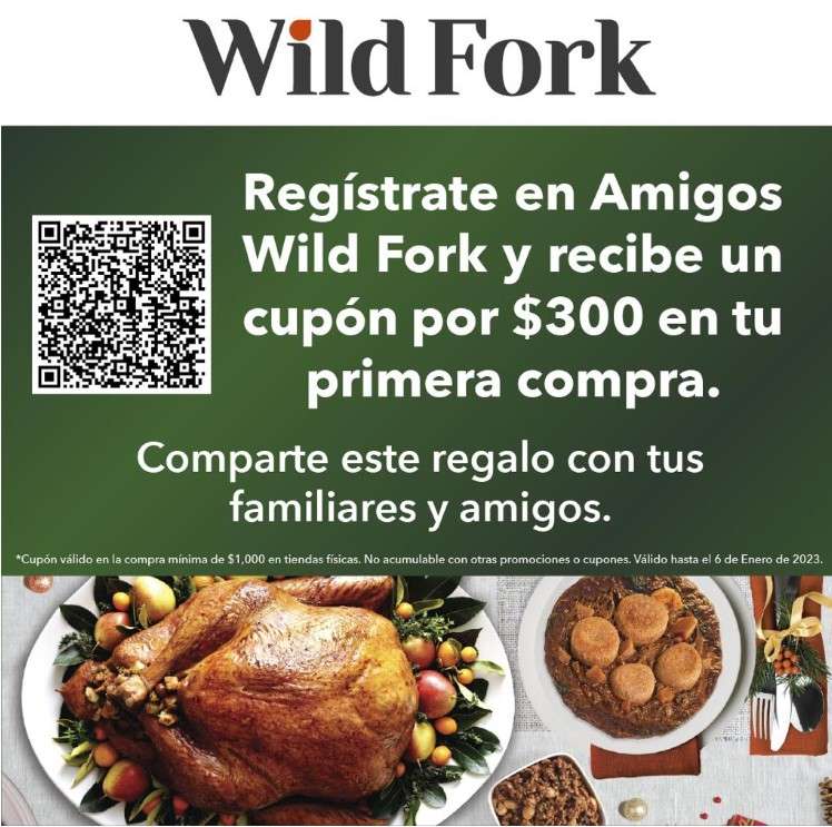 Wild Fork: $300 de descuento en compras de $1,000 en tienda física