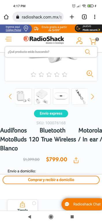 RadioShack: Audifonos Motorola Motobuds 120