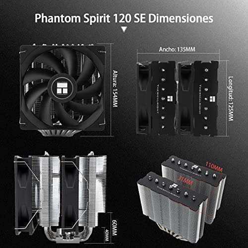 Amazon - Thermalright PS120SE CPU Air Cooler, 7 tubos de calor CPU Cooler,Ventilador doble de 120mm