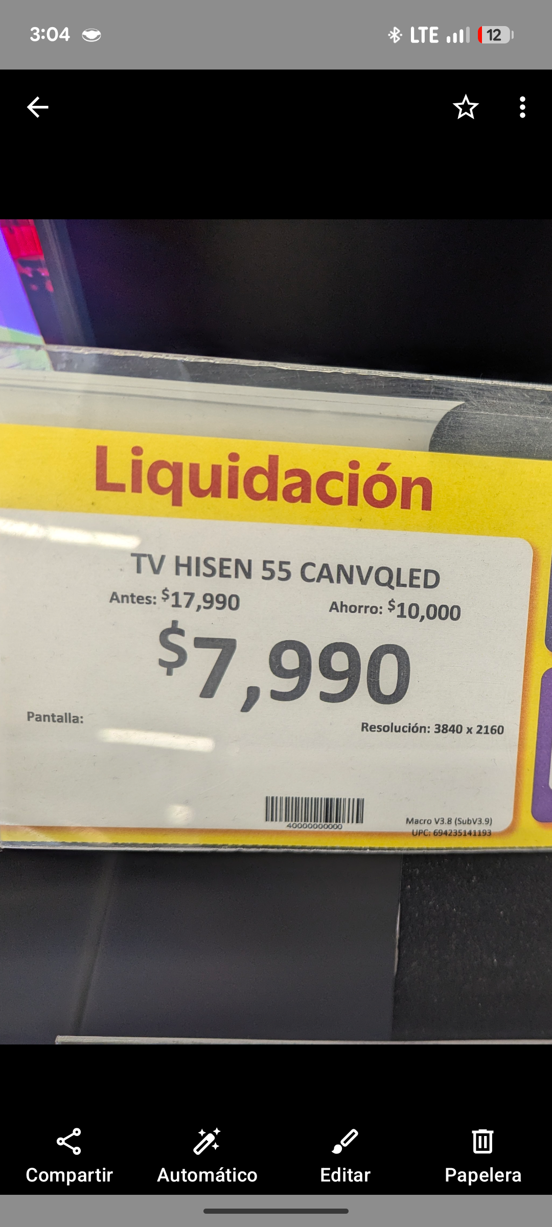 Walmart: Pantalla Hisense CanvasTV S7 55''