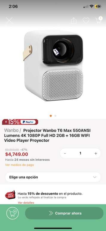 Linio: Proyector Wanbo T6 Max 550 lmns ANSI | Pagando con PayPal