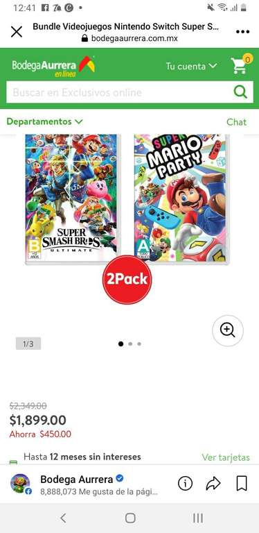 Bodega Aurrera: Bundle Videojuegos Nintendo Switch Super Smash Bros. Ultimate + Super Mario Party