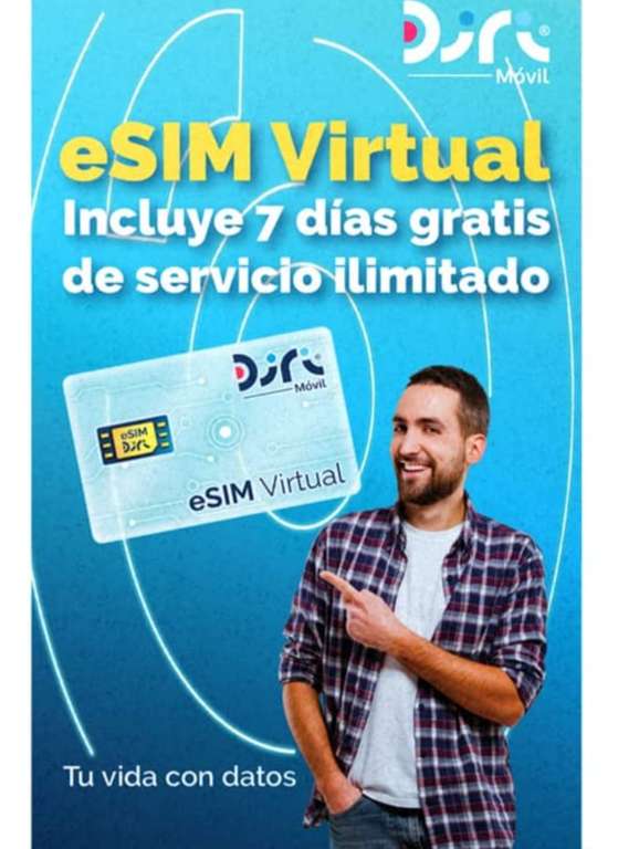 Amazon: Diri eSIM Virtual Recargable con 7 Días de Servicio