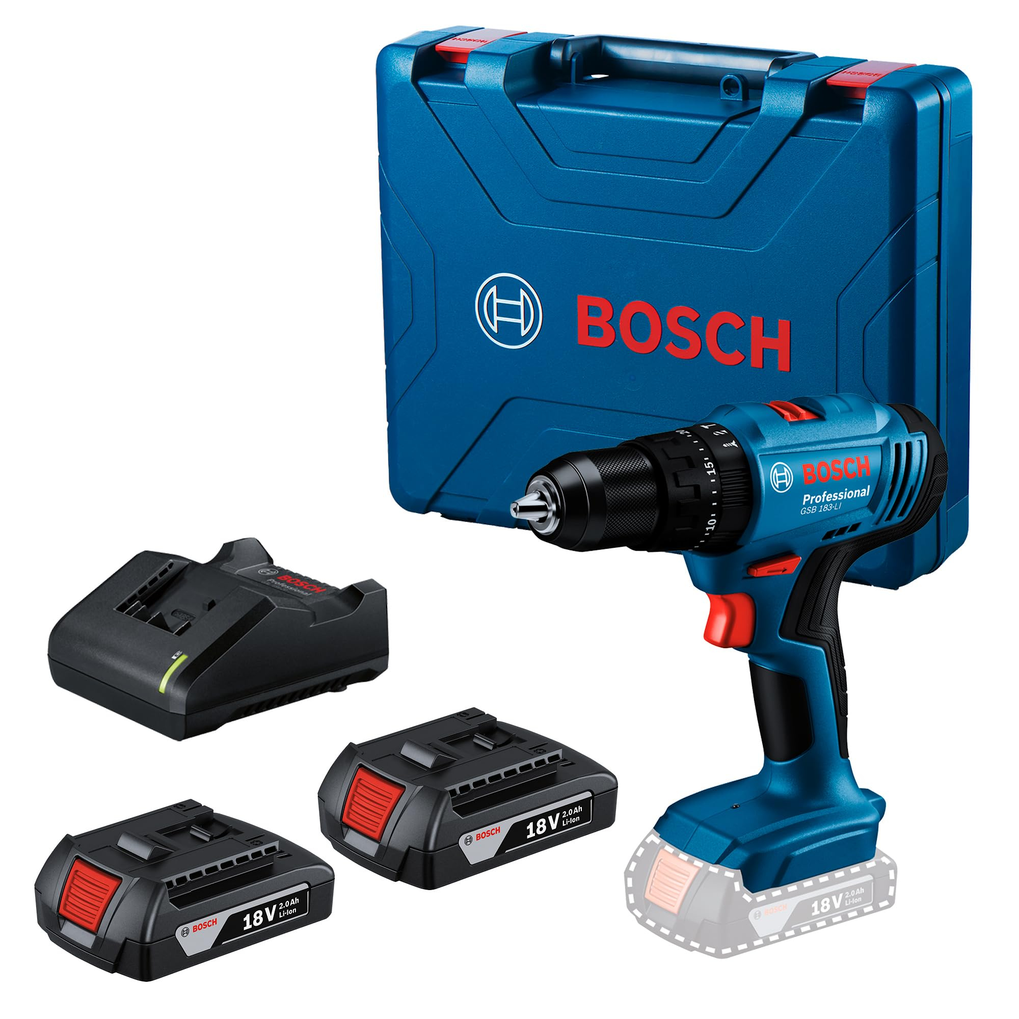 Amazon: Bosch GSB 183‑LI Rotomartillo Inalámbrico 18 V – 2 Baterías + Maletín – Taladro Percutor para Metal, Madera