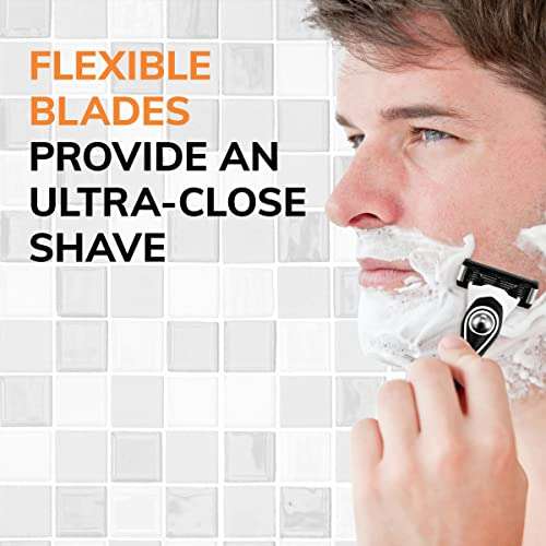 Amazon, Maquinillas de afeitar híbridas desechables para hombres, BIC Flex 5, 1 mango y 7 cartuchos con 5 cuchillas