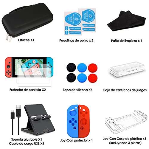 Amazon: EMAGIE Funda Nintendo Switch con 20 accesorios en 1 estuche