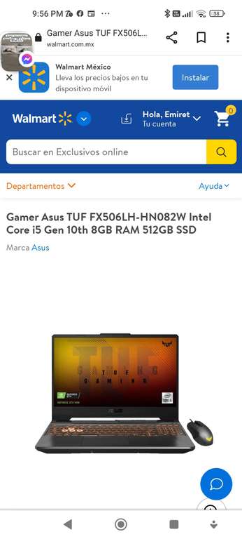 Laptop Asus TUF Gaming F15 en Walmart