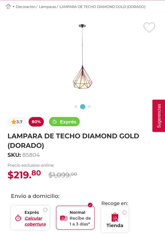 Office Depot - LAMPARA DE TECHO DIAMOND GOLD (DORADO)