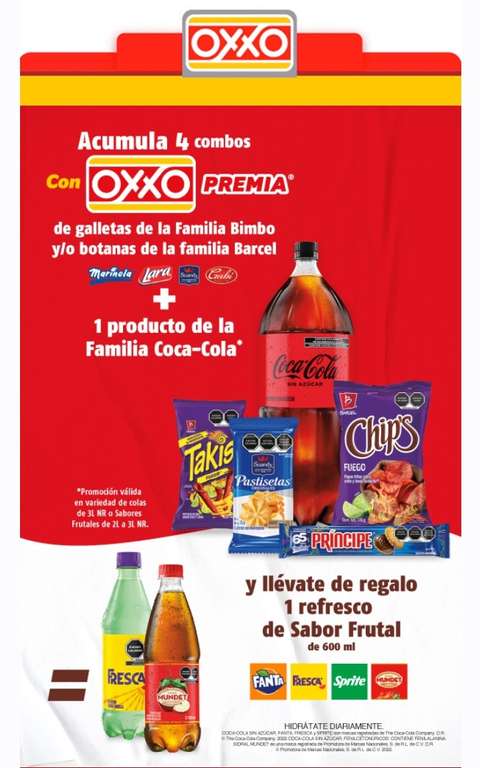 Oxxo: Acumula 4 combos de la familia Bimbo y/o Barcel y llévate un refresco de 600 ml