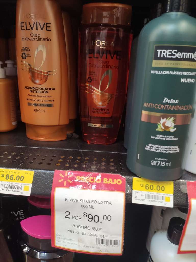 Walmart 2x9$0 Shampoo óleo extraordinario