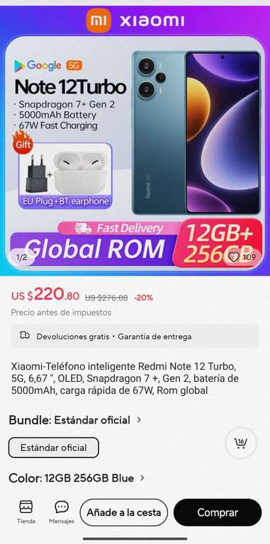 AliExpress: Celular Xiaomi RedmiNote 12Turbo/ Poco F5 | Pagando en dólares