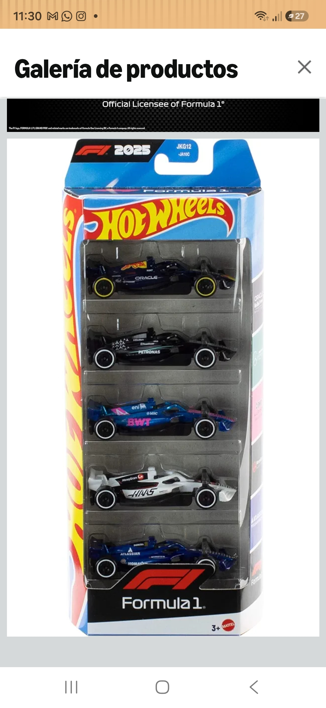 Amazon: Hot Wheels Pack 5 Autos F1