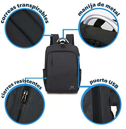 Amazon: Mochila para Laptop con Puerto USB para Power Bank, Manija de Metal, Impermeable, Computadora de Hasta 15.6", Estilo Moderno