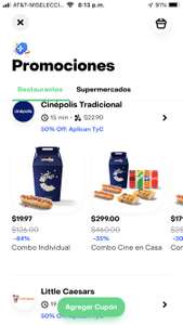 Rappi [Cinépolis] Sinaloa: Combo Individual a solo $19.97 (nuevos usuarios)