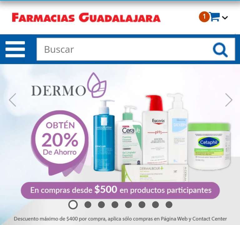 20% desc. Farmacias Guadalajara en productos del cuidado de la piel
