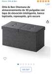 Amazon: Otto & Ben Otomana de almacenamiento de 30 pulgadas con tapa de elevación inteligente, banco tapizado, reposapiés, gris oscuro