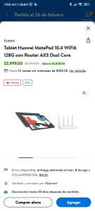 Walmart: Tablet Huawei MatePad 10.4 WiFi6 128G con Router AX3 Dual Core