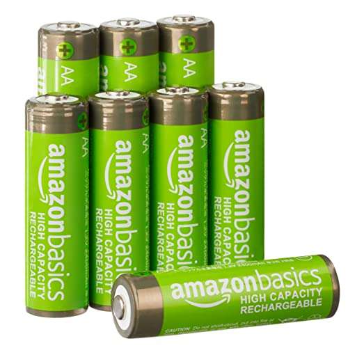 Amazon: Amazon Basics - Paquete de pilas recargables AA Ni-MH, de 2400 mAh, 8 pilas