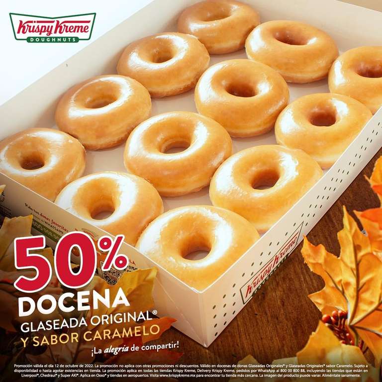 Krispy Kreme: 50% en Docena de Donas Glaseada Original (días 12 de cada mes)
