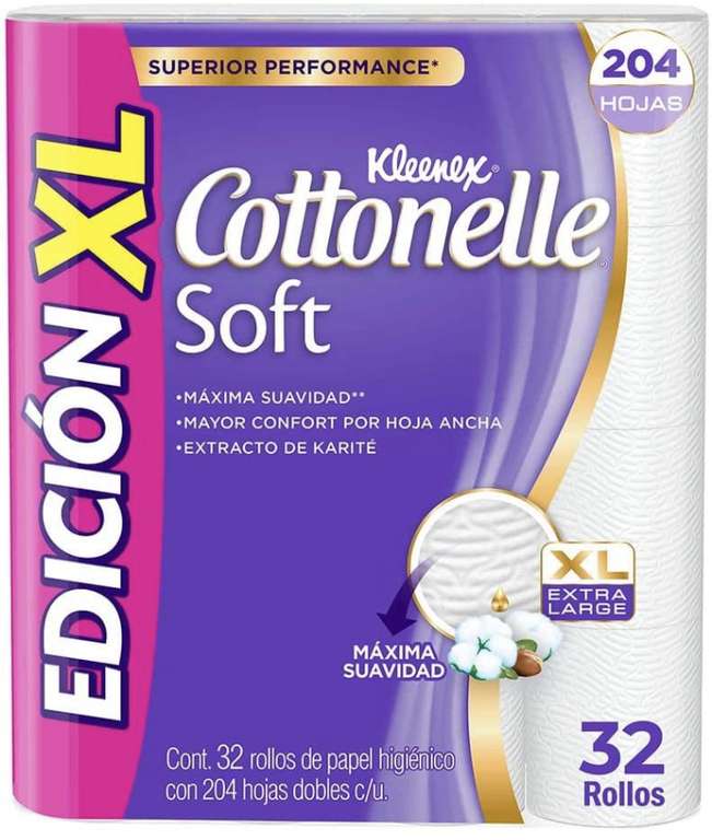 Soriana: Papel Higiénico Cottonelle Soft XL 32 rollos (promoción segundo al 70% de descuento, $136 c/u)