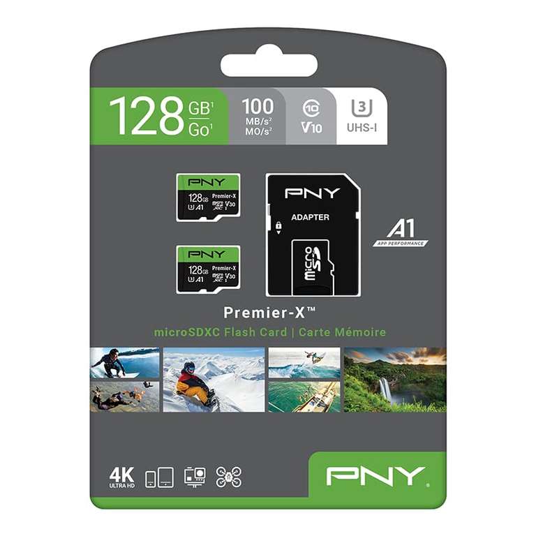 Amazon: Micro SD PNY Premier X - 2 Unidades 128GB | Precio Prime