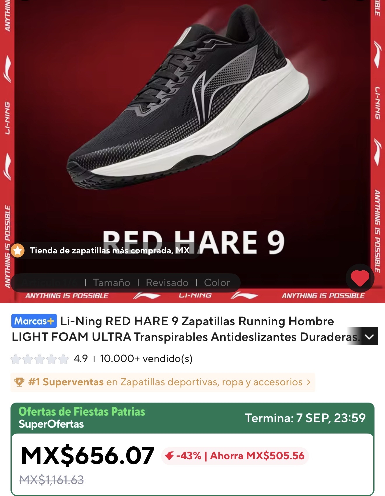 AliExpress: Li-Ning RED HARE 9 Zapatillas Running