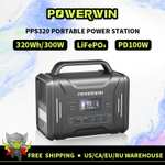 AliExpress: POWERWIN 320Wh Estación de energía portátil PPS320 Generador solar 300W LiFePO4 Batería PD100W