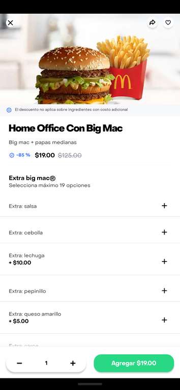 Rappi [McDonald's]: Big Mac a $19