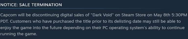 Steam [PC]: Dark Void, Dark Void Zero y Flock! próximos a desaparecer de tiendas digitales el 8 de mayo