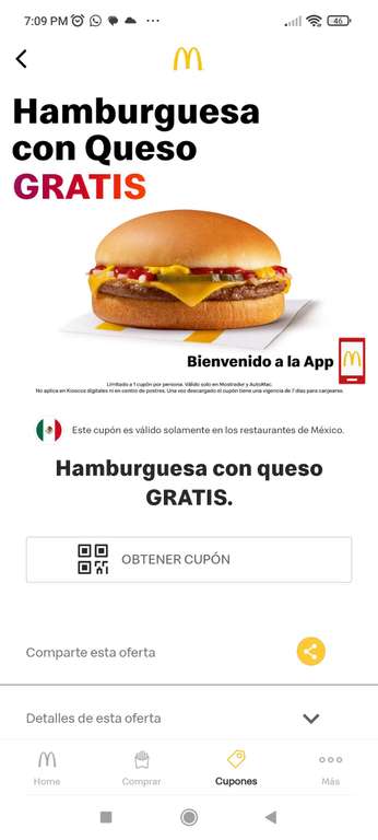 McDonald's: Hamburguesa gratis