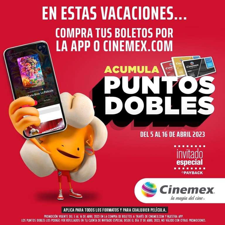Cinemex - PUNTOS DOBLES tarjeta Invitado Especial