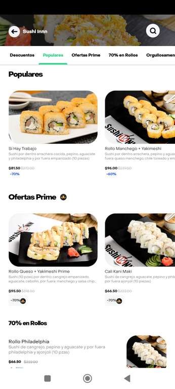Rappi: Sushi Innn con descuentos de hasta 70%