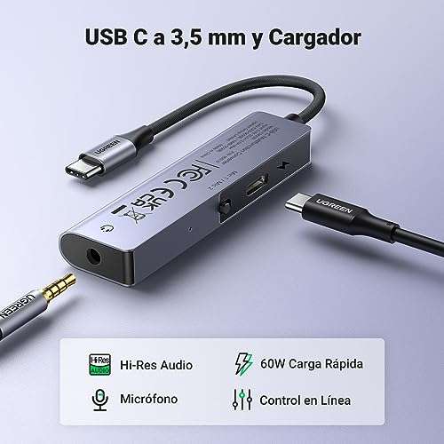 Adaptador USB C a 3,5 mm y carga
