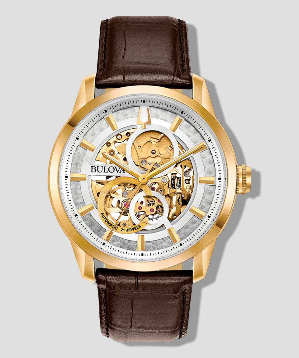 El Palacio de Hierro: Bulova Reloj para Hombre Sutton Casual, Dorado, Café