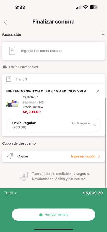 Linio: Nintendo Switch Oled edición Splatoon (Paypal y se le pueden sumar otras promos bancarías)