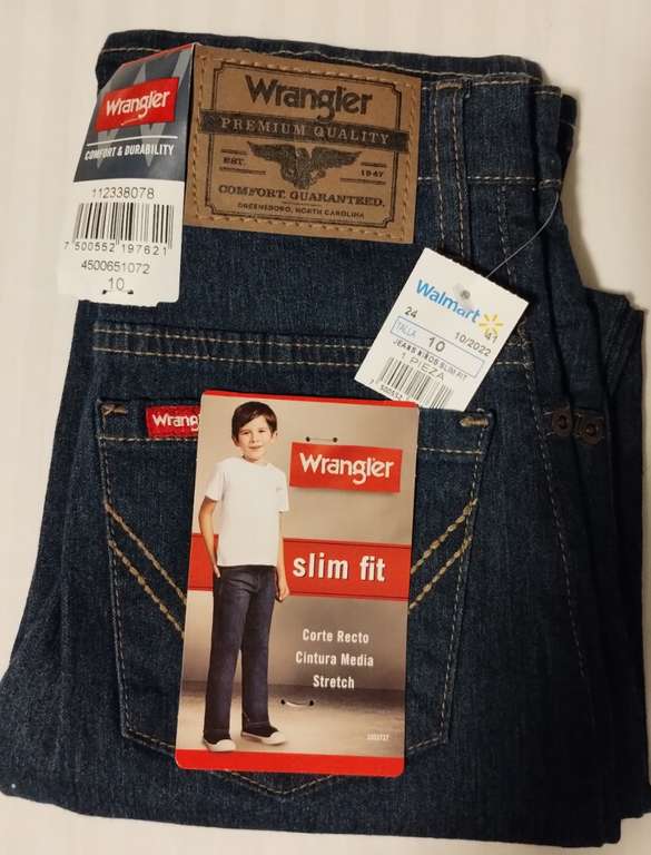 Walmart Zamora.- Pantalón de mezclilla para niño marca Wrangler en 90.01 pesos.