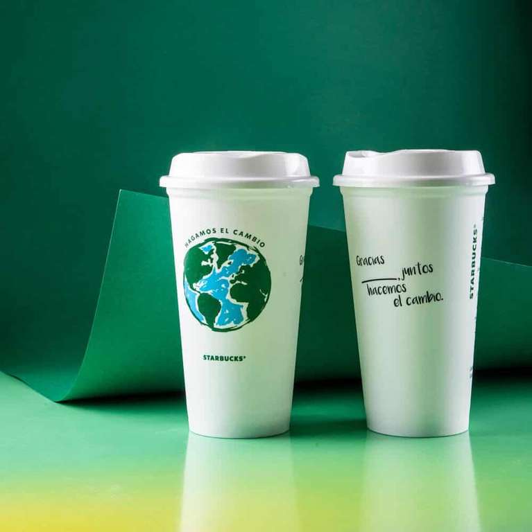 Starbucks - Vaso gratis el 19 abril, por el Día de la Tierra y composta gratis por Delivery