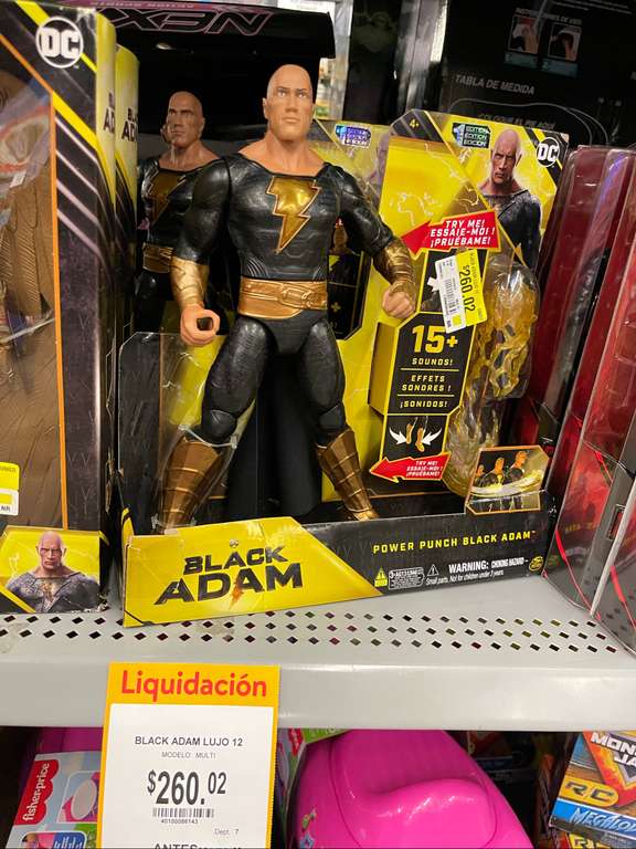 Figura de Black Adam en su segunda liquidación .02 Walmart tlahuac