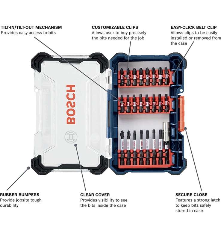 Amazon: Bosch SDMS24 - Juego para Atornillado Impact Tohugh con maletín personalizable: 24 piezas | Envío gratis con Prime