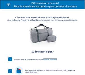 Citibanamex: maleta gratis al aperturar cuenta con 10,000 pesos