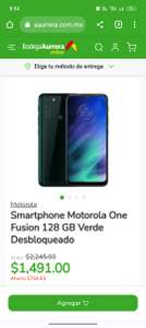 Bodega Aurrera: Motorola One Fusion 128 GB Verde Desbloqueado