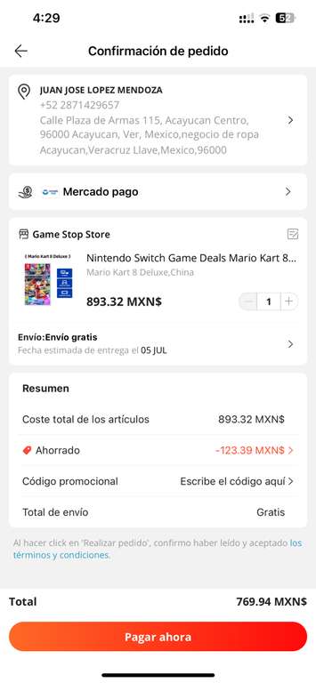 AliExpress : Mario kart 8 para Nintendo switch