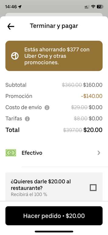 Uber Eats: cielito querido café, 4 bebidas grandes por 20 pesos (siendo member One)