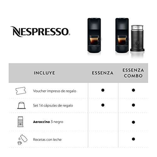 Amazon: Nespresso Cafetera Essenza Mini, Color Negra (Incluye obsequio de 14 cápsulas de café)